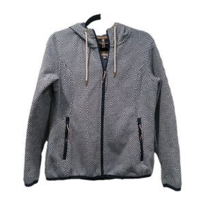Finnish Trademark Icepeak Womens Full Zip Hooded Sweater Size 10 Black White